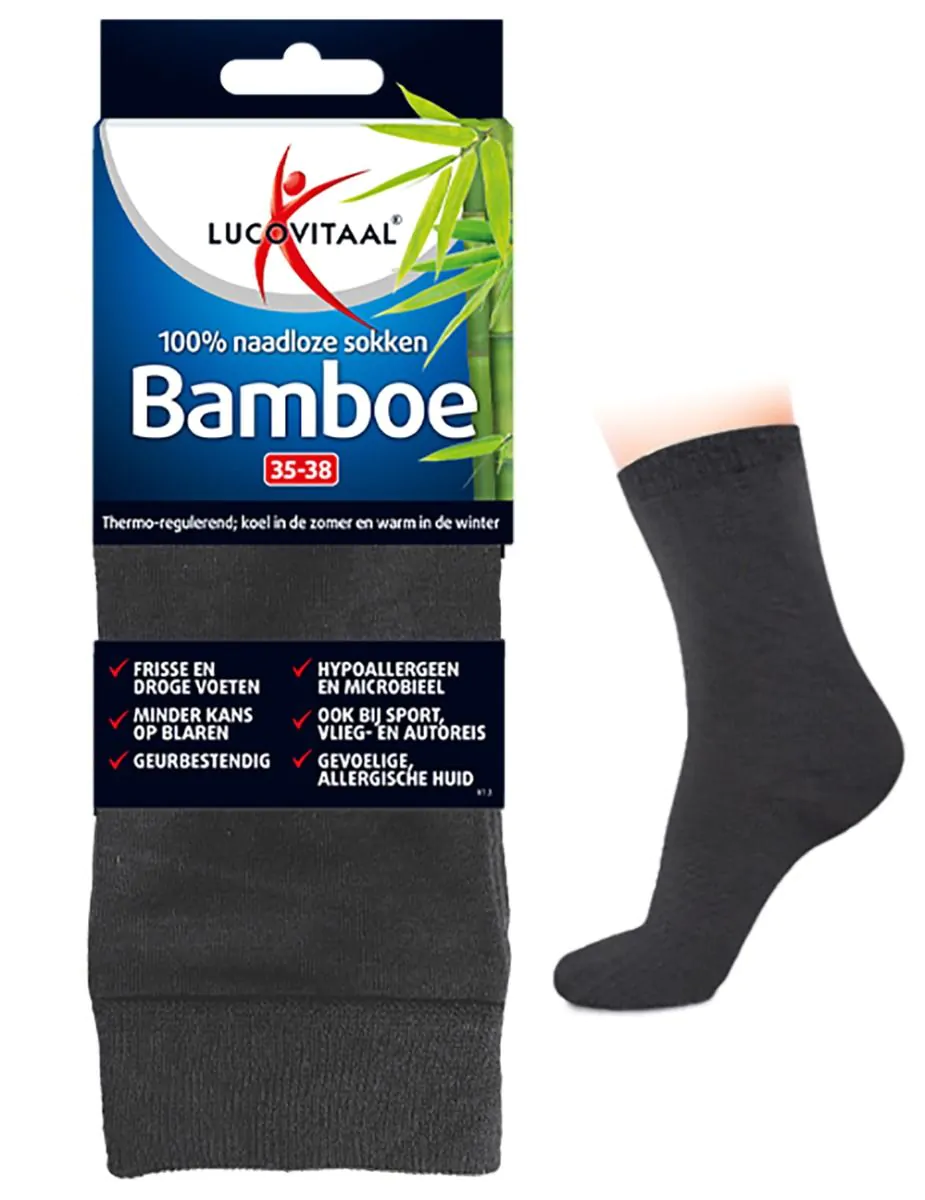 Bamboe Sok Lang Antraciet 3 paar