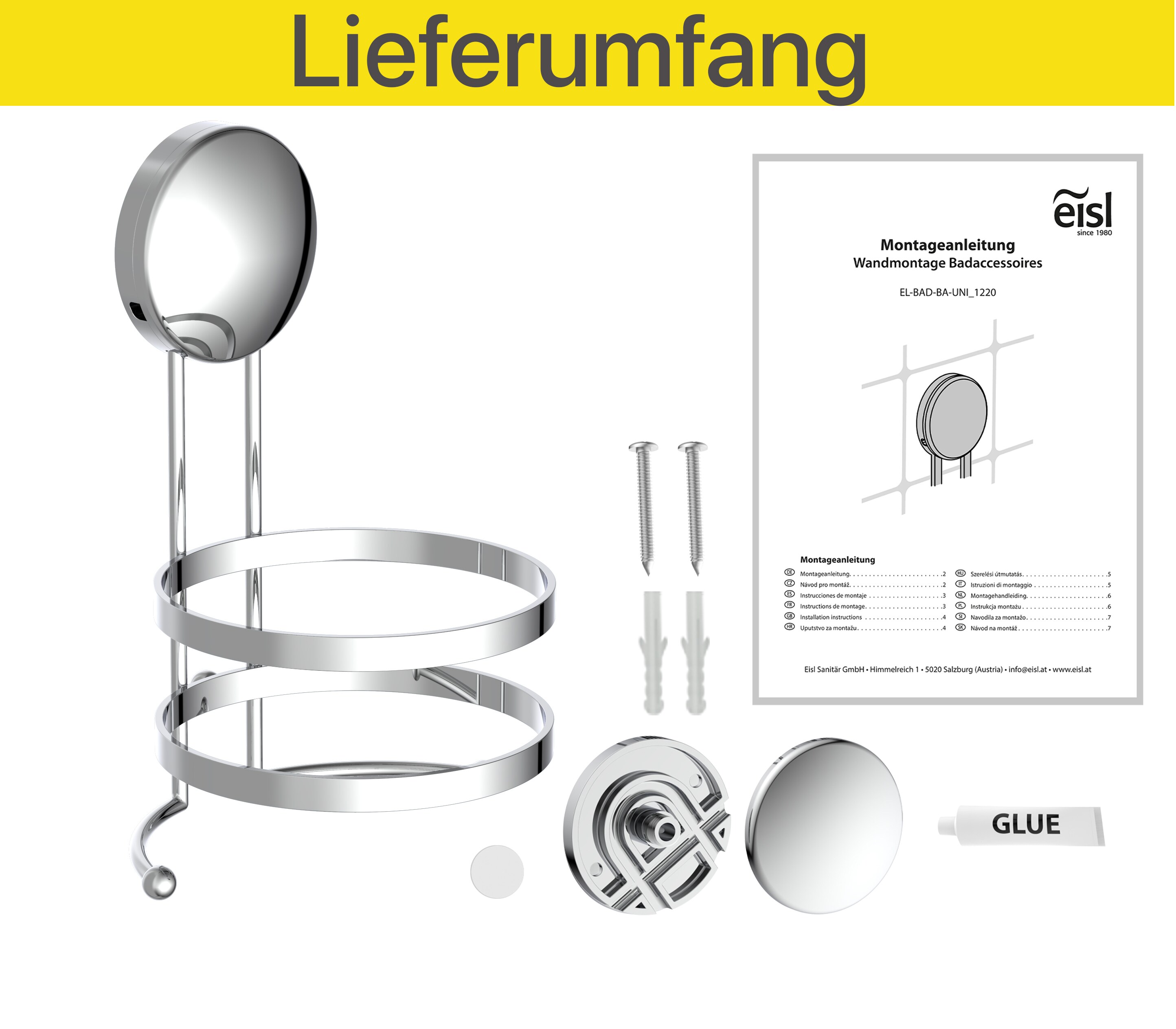 Eisl Fönhalter ohne Bohren Chrom