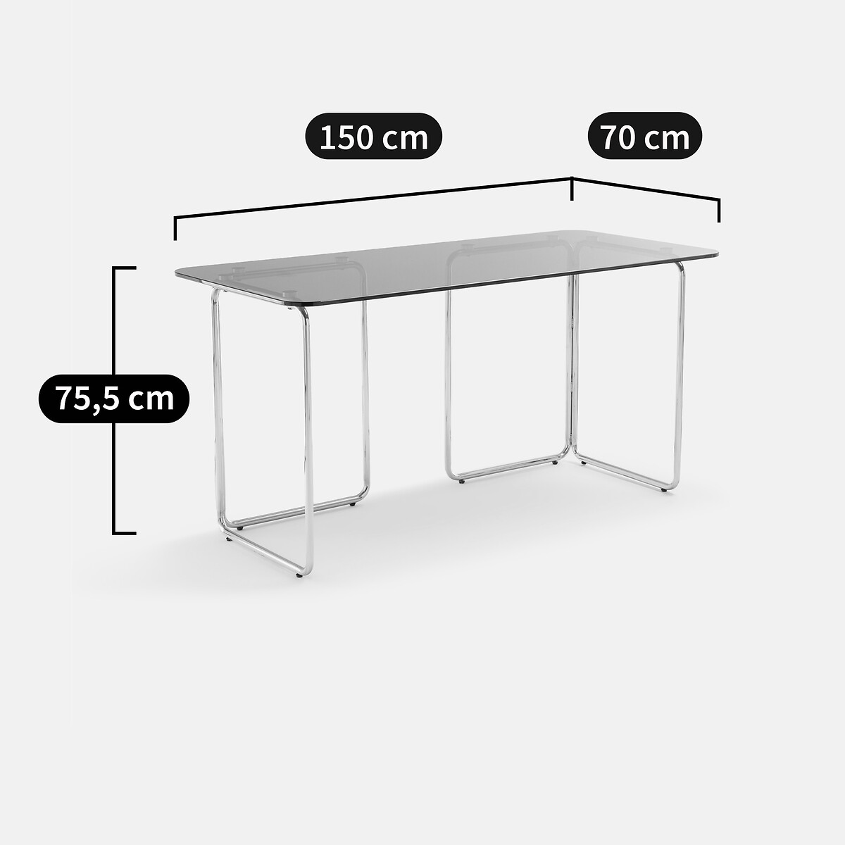 LA REDOUTE INTERIEURS<br>Mesa de vidro e aço cromado Socer