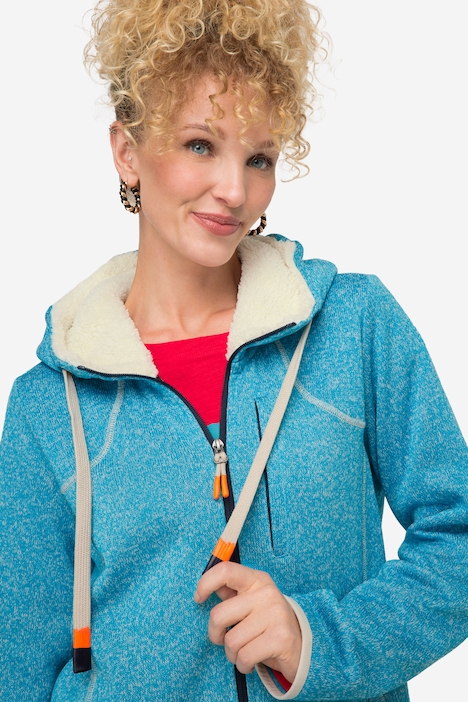 Hoodiejacke, Fleece, Teddy-Kapuze, Zipper, Langarm