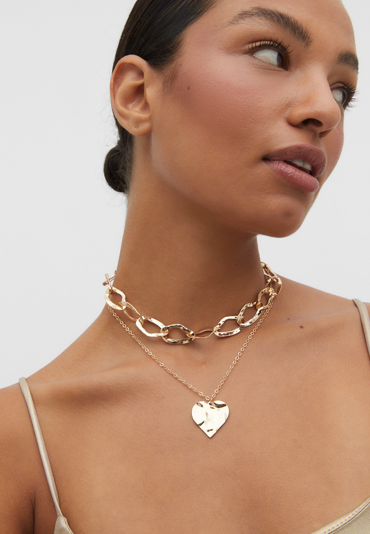 Conjunto de 2 correntes com pingente de coração