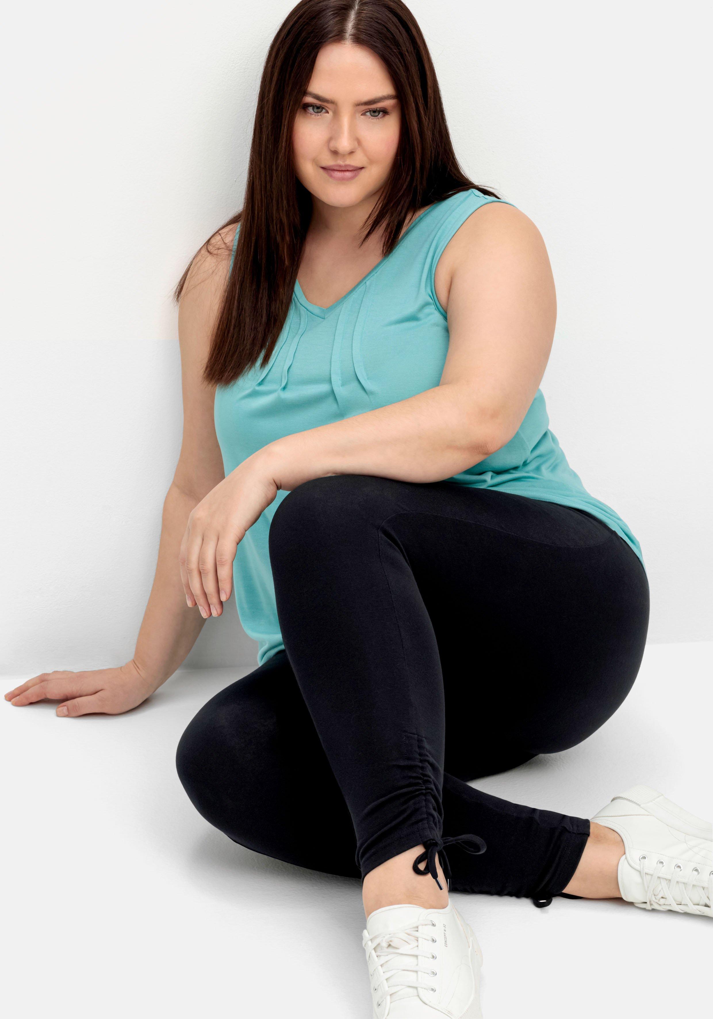 Leggings mit breitem Bund und Raffung am Saum