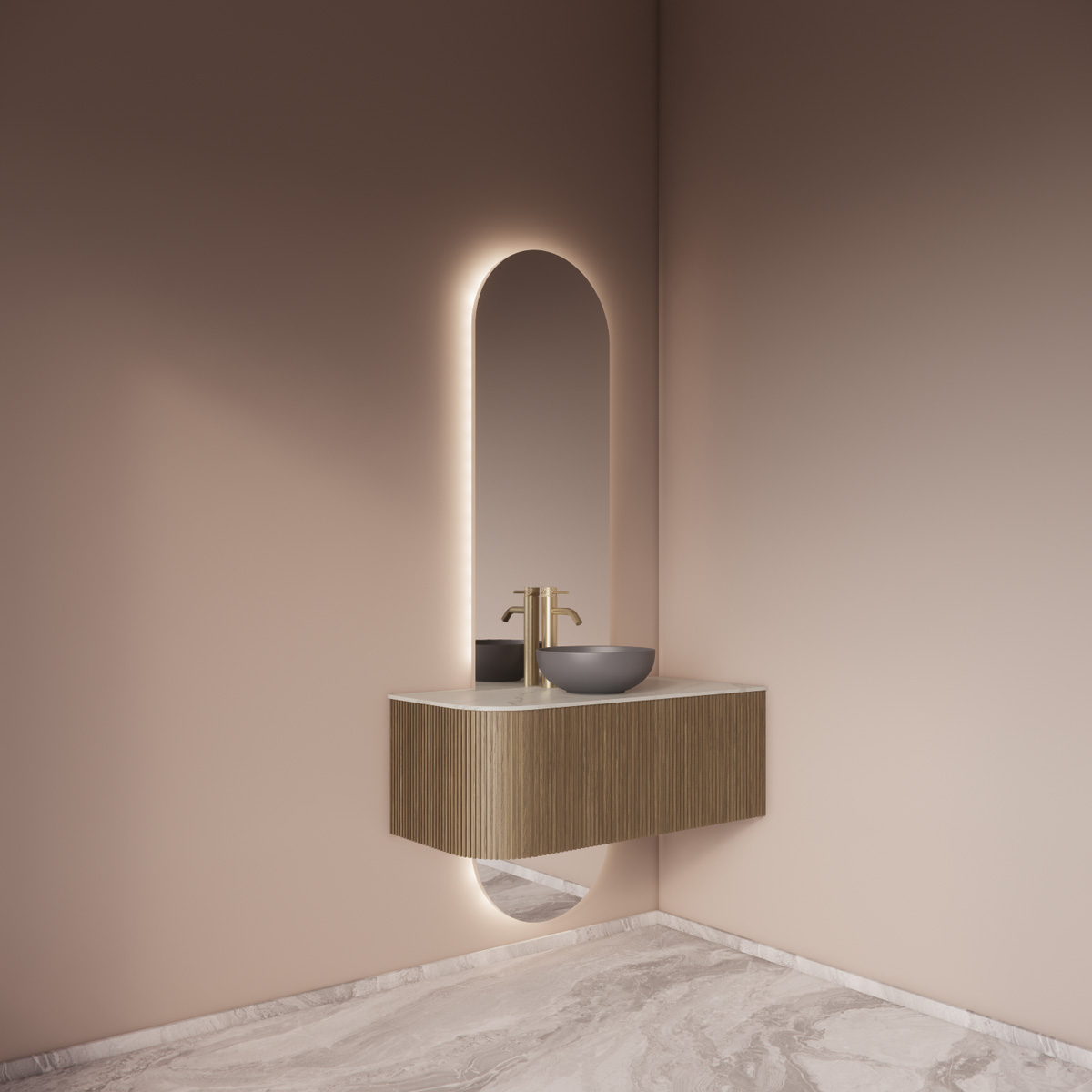 Gliss Design Selene spiegel tweedelig ovaal 40x145cm met handsensor