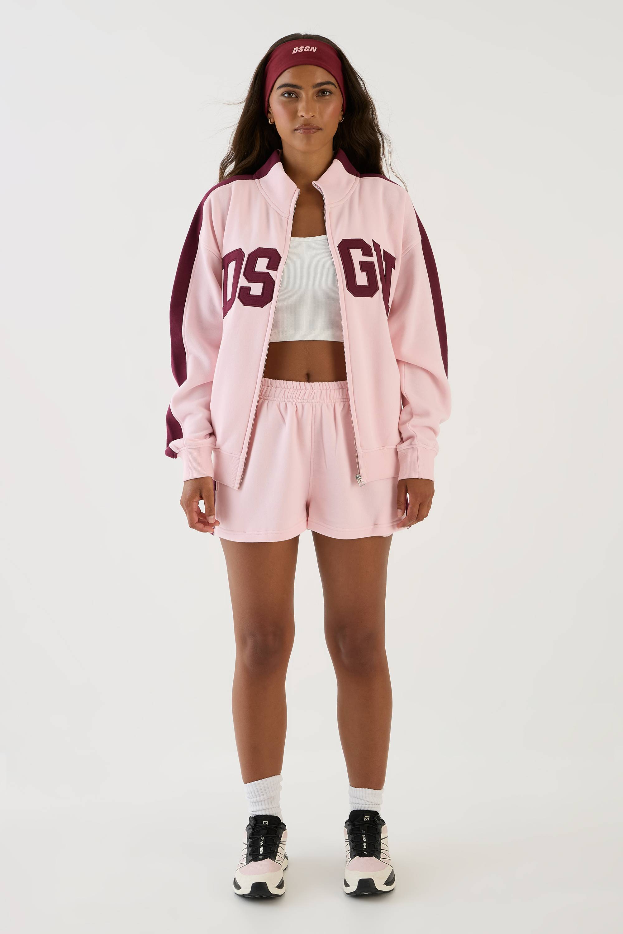 Ensemble De Survêtement Court Bomber À Col Montant Zippé Avec Bandes Latérales Dsgn Studio