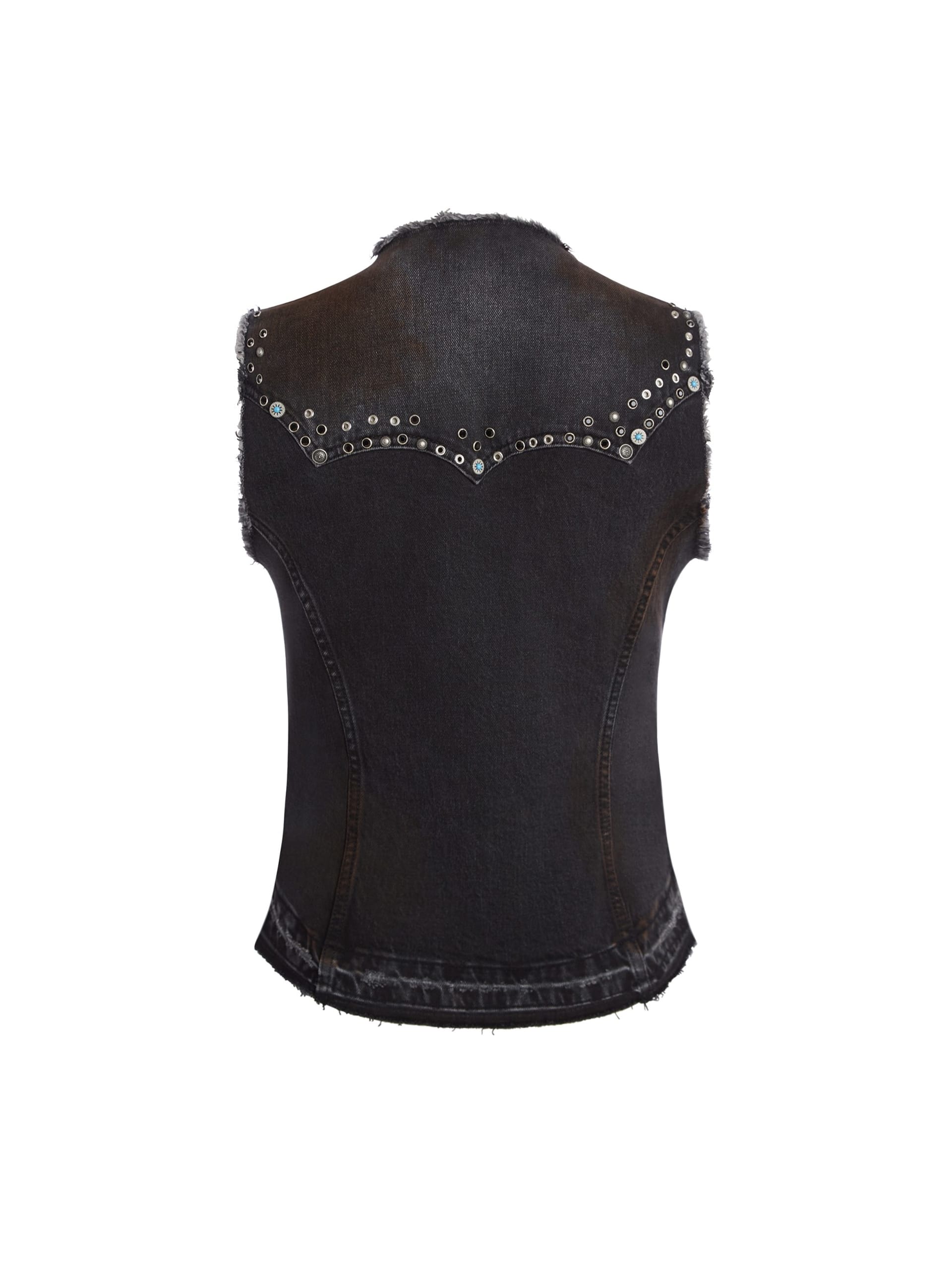 colete de brim estilo western