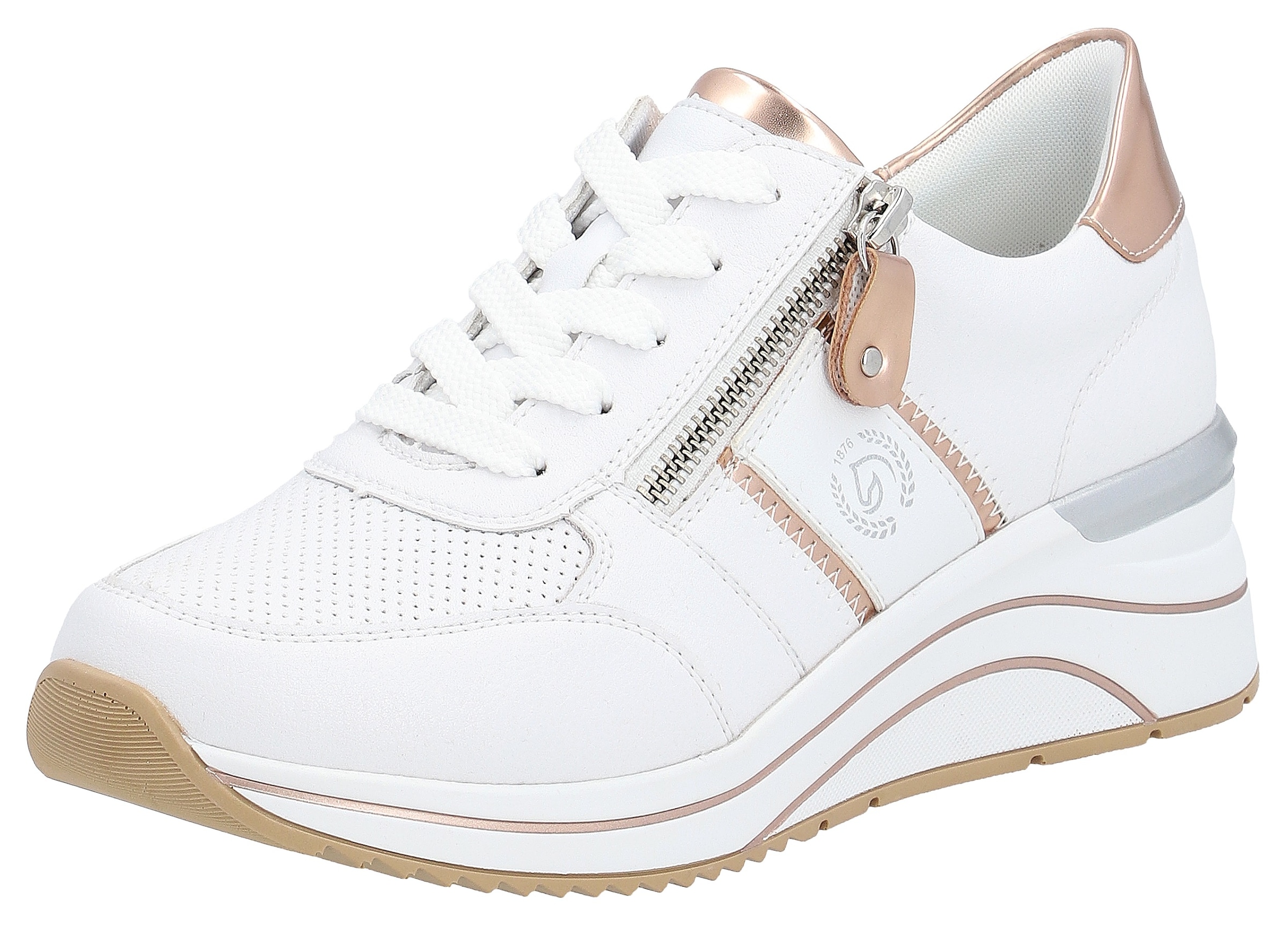 Remonte Keilsneaker  , Freizeitschuh, Halbschuh, Schnürschuh mit Metallic-Kontrastbesätzen