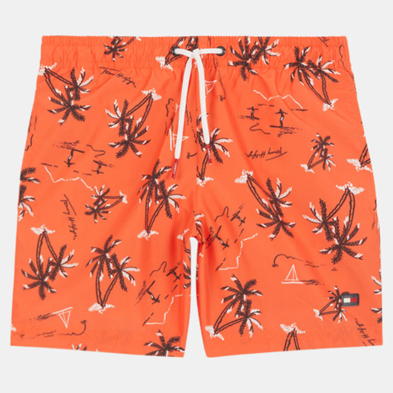Tommy Hilfiger Short de Bain en 100% Matière recyclée Palmiers orange