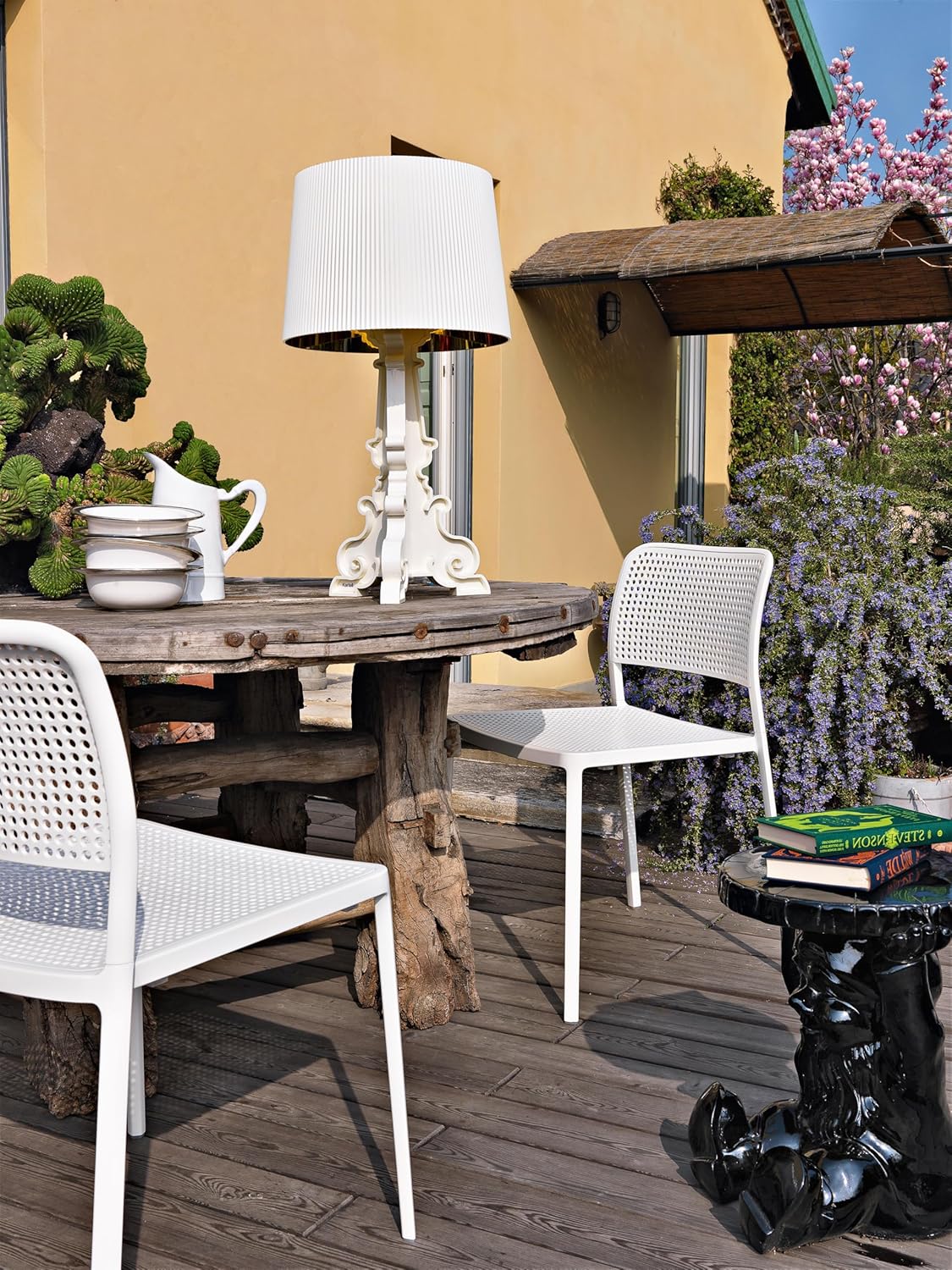 Kartell Bourgie, Tischleuchte, Dimmer, Weiß/Gold
