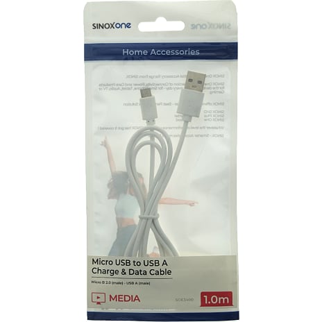 Sinox One Micro USB til USB A kabel 1 meter - hvid