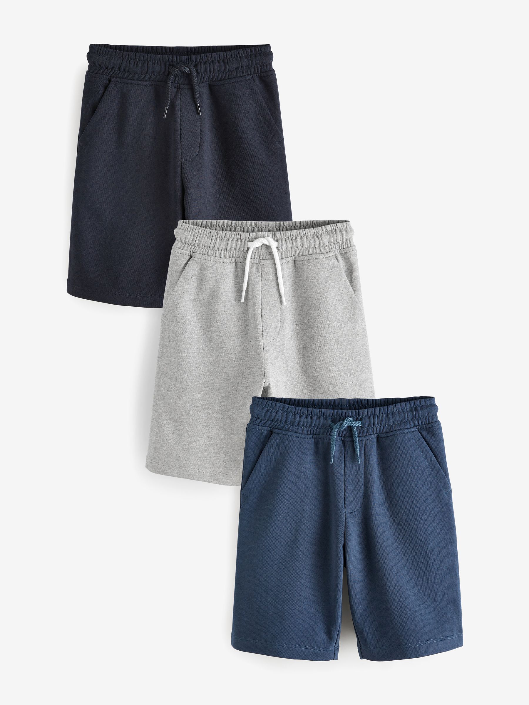 Marineblauw/blauw/grijs - Verpakking van 3 basic shorts (3-16jr)