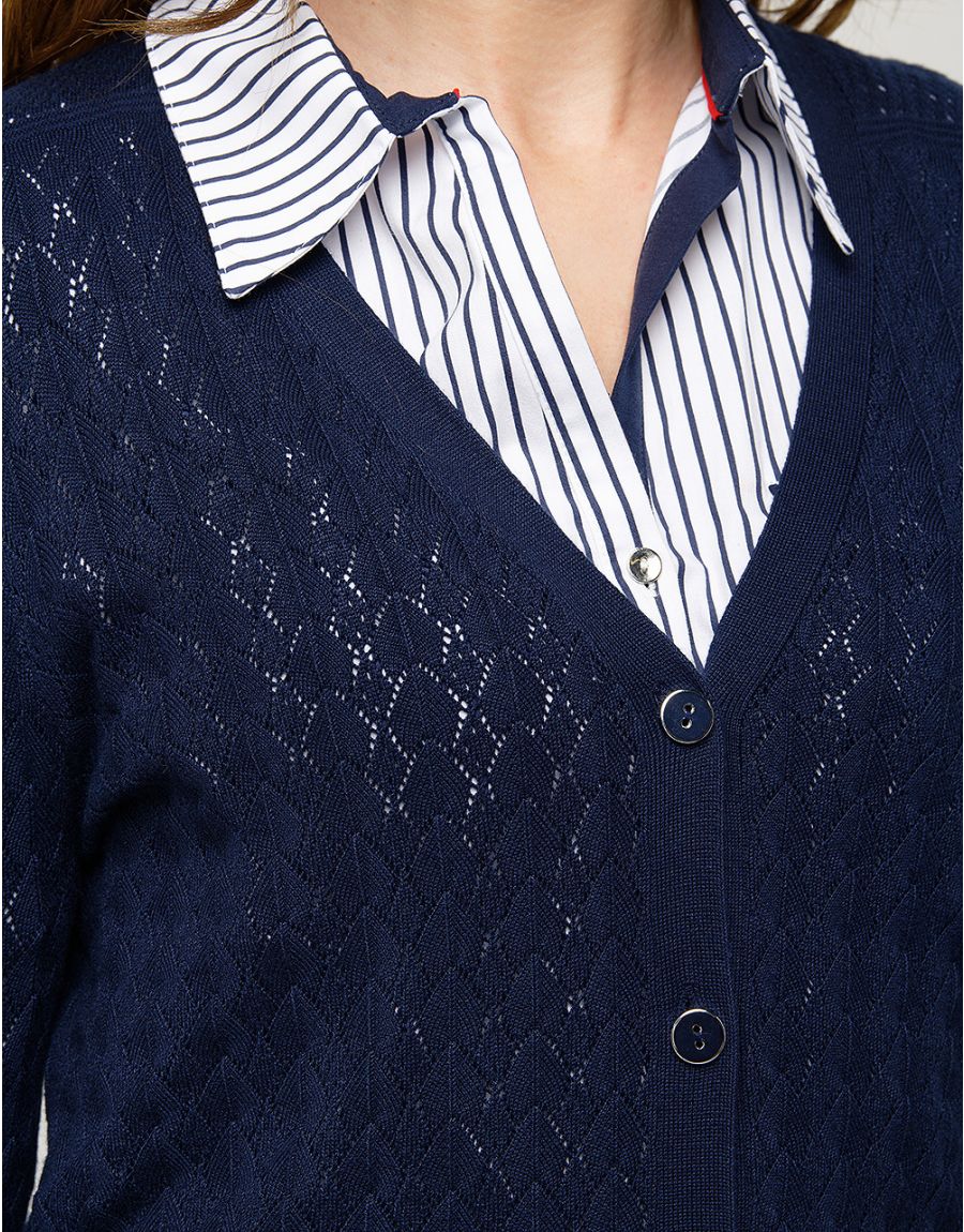 Gilet maille marine col V