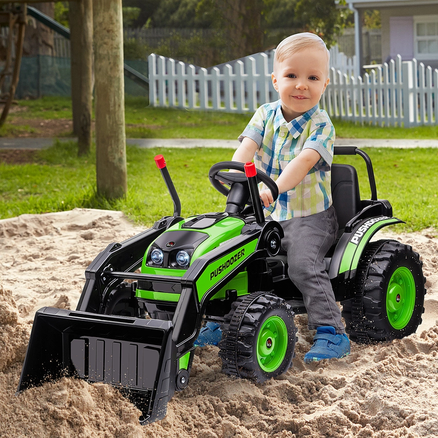 HOMCOM Elektrischer Kinderbagger mit Schaufel grün
