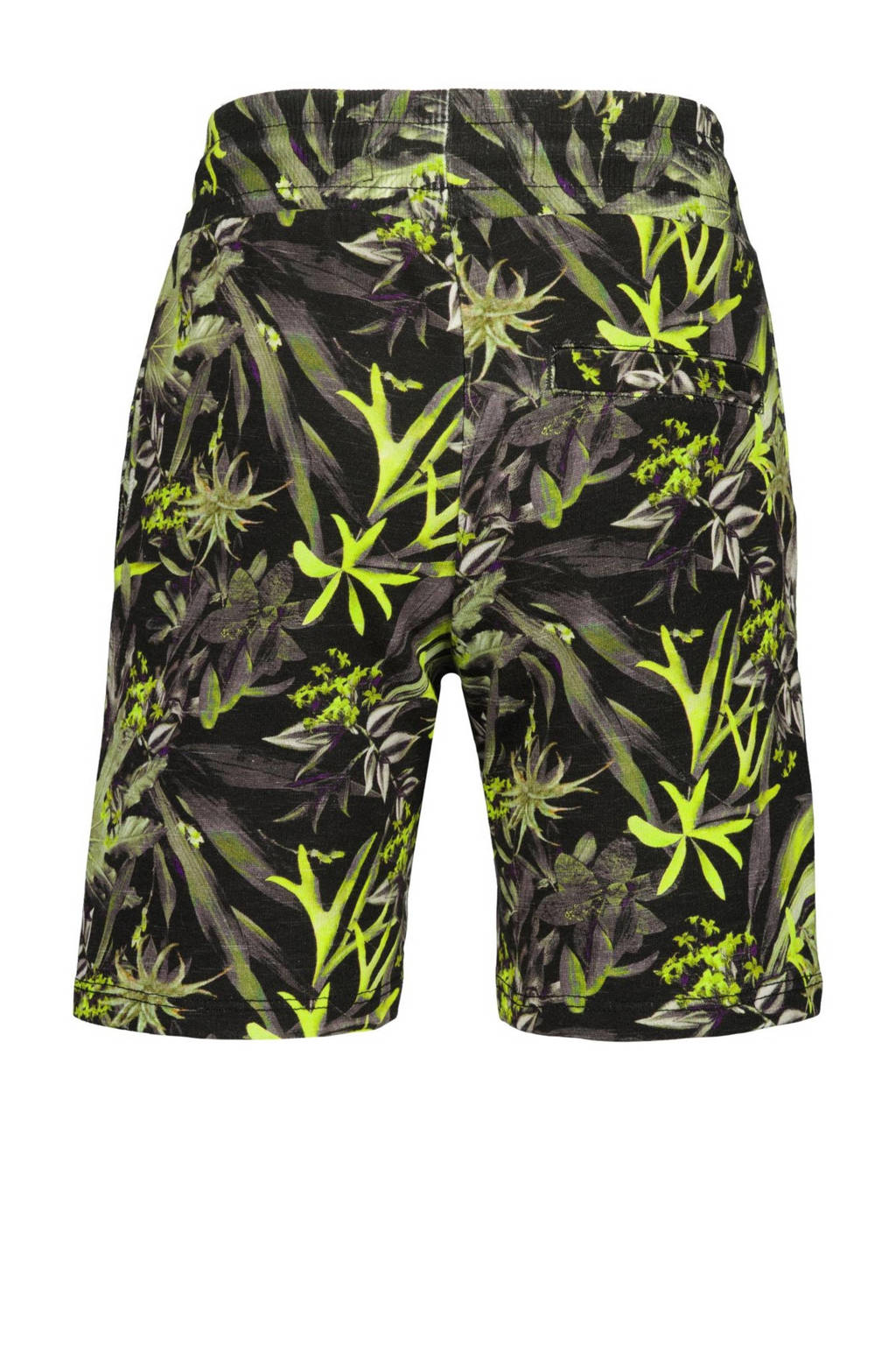 Vingino regular fit short met all over print zwart/neongeel