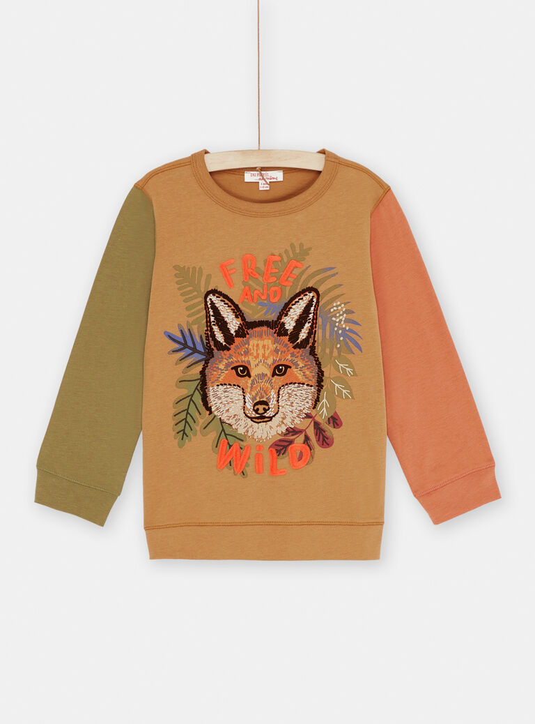 T-shirt sépia à motif renard