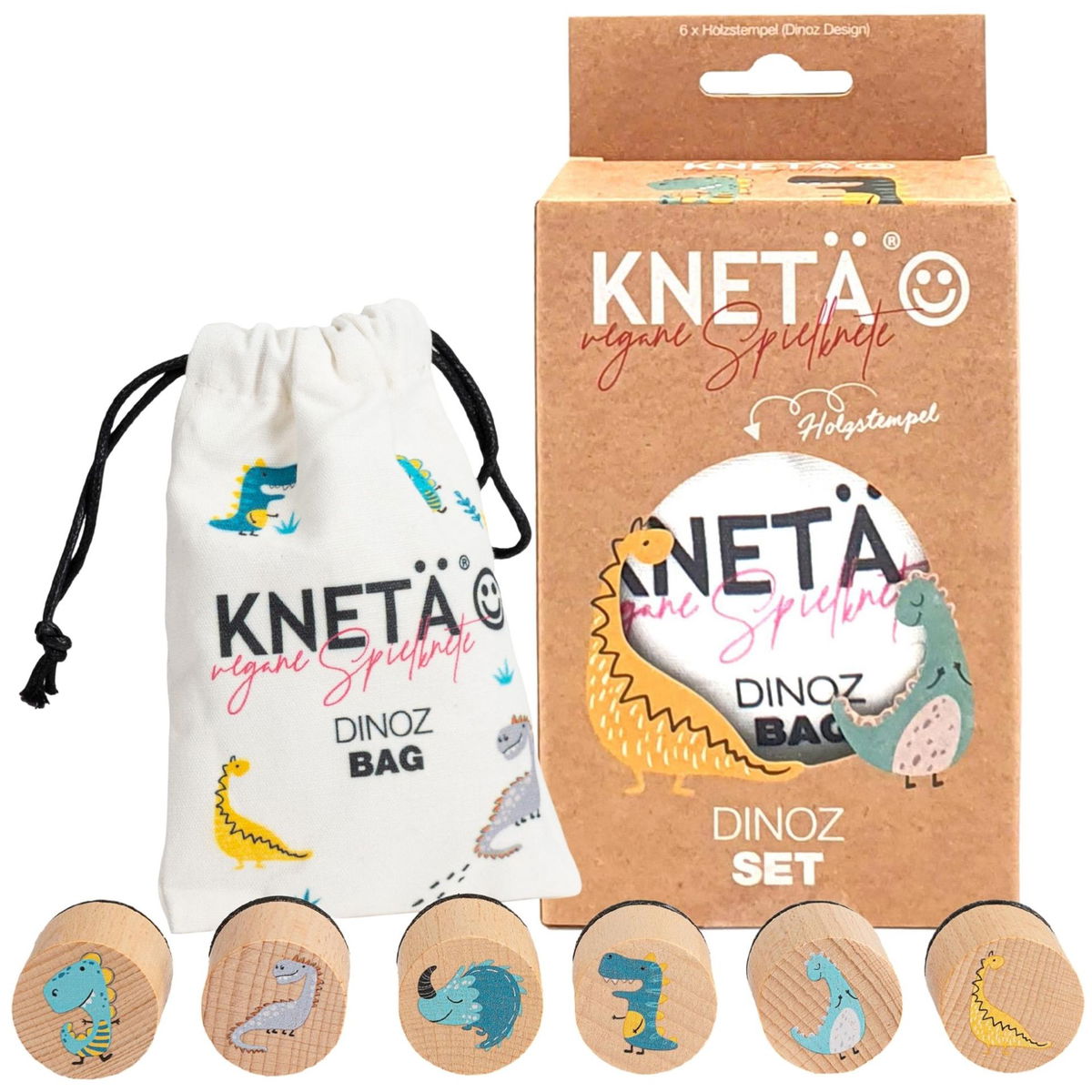 KNETÄKNETÄ   Holzstempel Set Dinoz