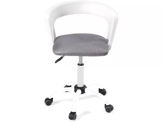 Chaise bureau roulettes accoudoir assise rembourée hauteur réglable pivotant AYA (blanc-gris)