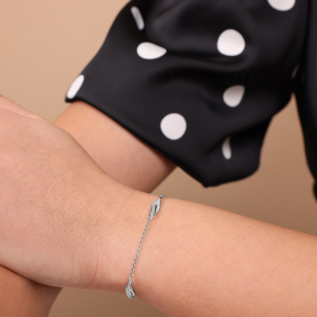 Armband 925 Silber rhodiniert mit Zirkonia 18cm