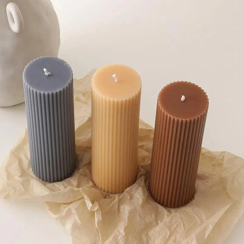 Handmade Pillar Cylindrical Candle 1 pcs | Woolen Texture Decorative Long Candles