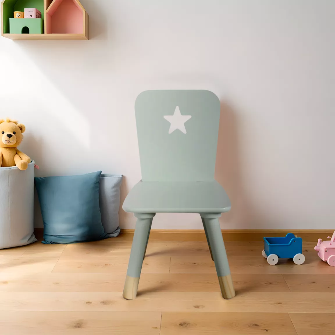 Chaise enfant bois (H50 cm) Stars Verte