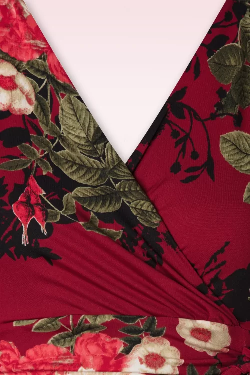 Vintage Chic for Topvintage Caryl Floral swing jurk in wijn