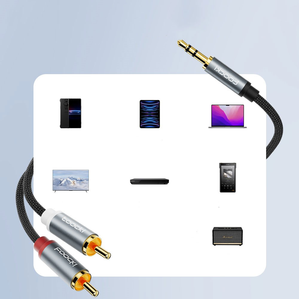 (2m) 3.5mm AUX Klinke auf Stereo Cinch Audiokabel (RCA) mit vergoldeten Kontakten - Blau