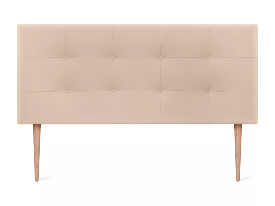 DHOME Tête de Lit en Similicuir Capitonnée 160x115cm avec Pieds Lit 150/160 - Beige