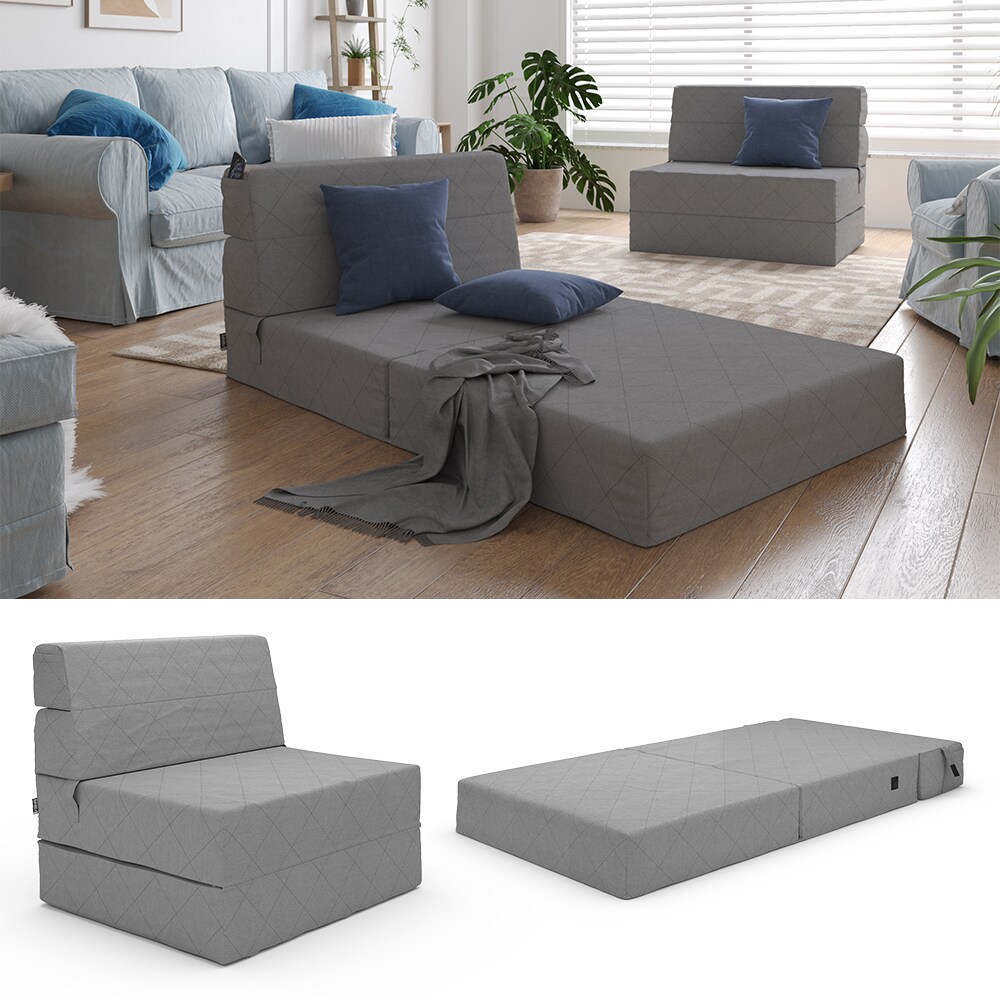 Vicco Sofa Lima Grau 100 cm mit Schlaffunktion