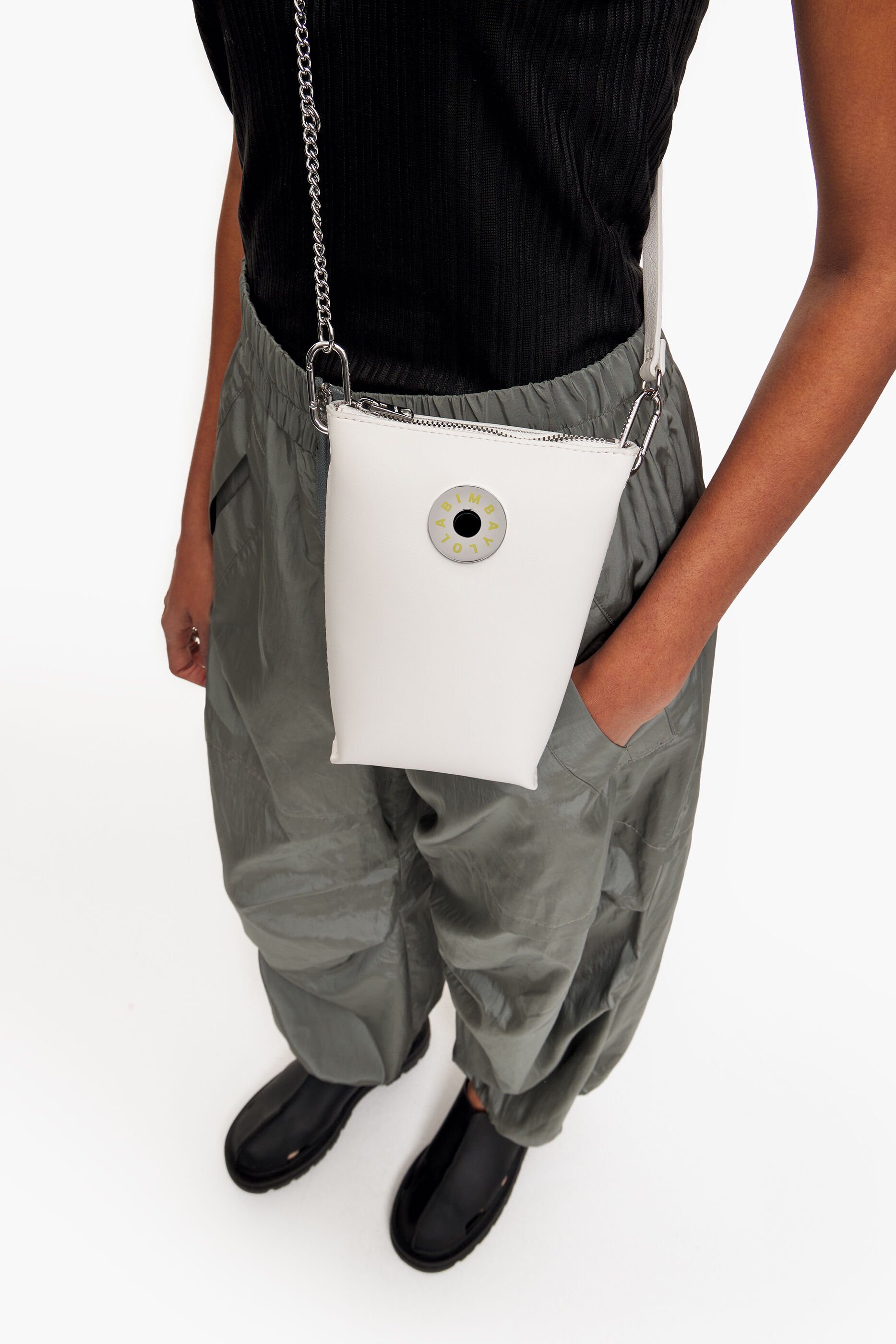 Bolsa de ombro XS em couro branco