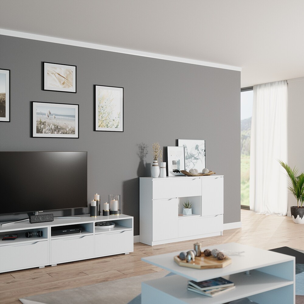 Vicco Kommode RUBEN Weiß 4 Schubladen 120 cm Sideboard Mehrzweckschrank Schrank