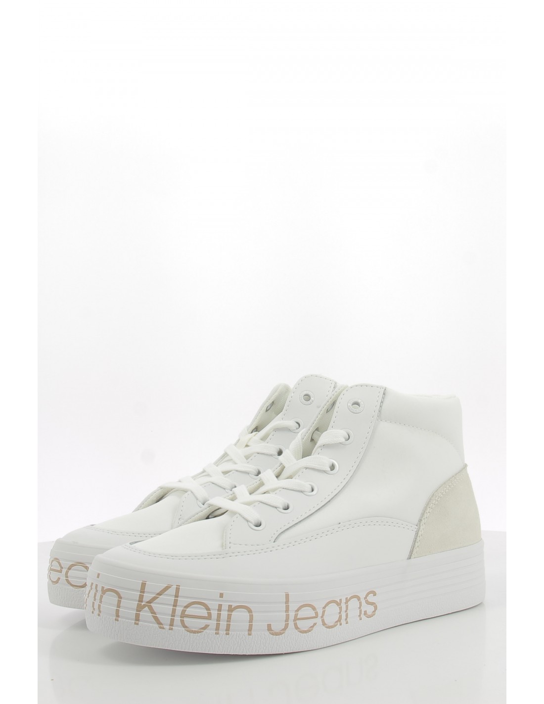 calvin klein Baskets montantes compensées femme vulcanized flatform mid wrap blanc