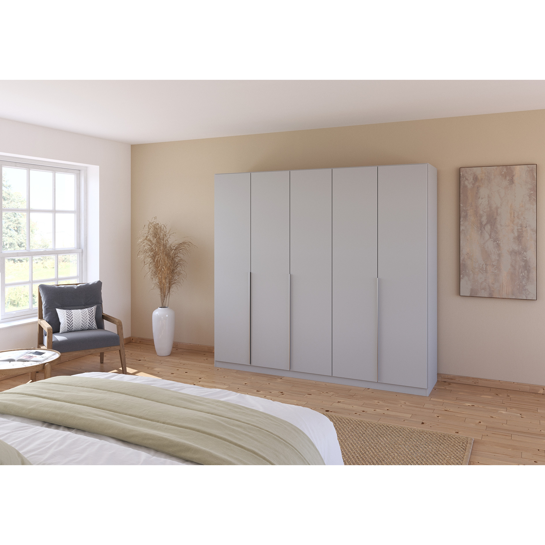 Drehtürenschrank - seidengrau - 5-türig - 226x210 cm
