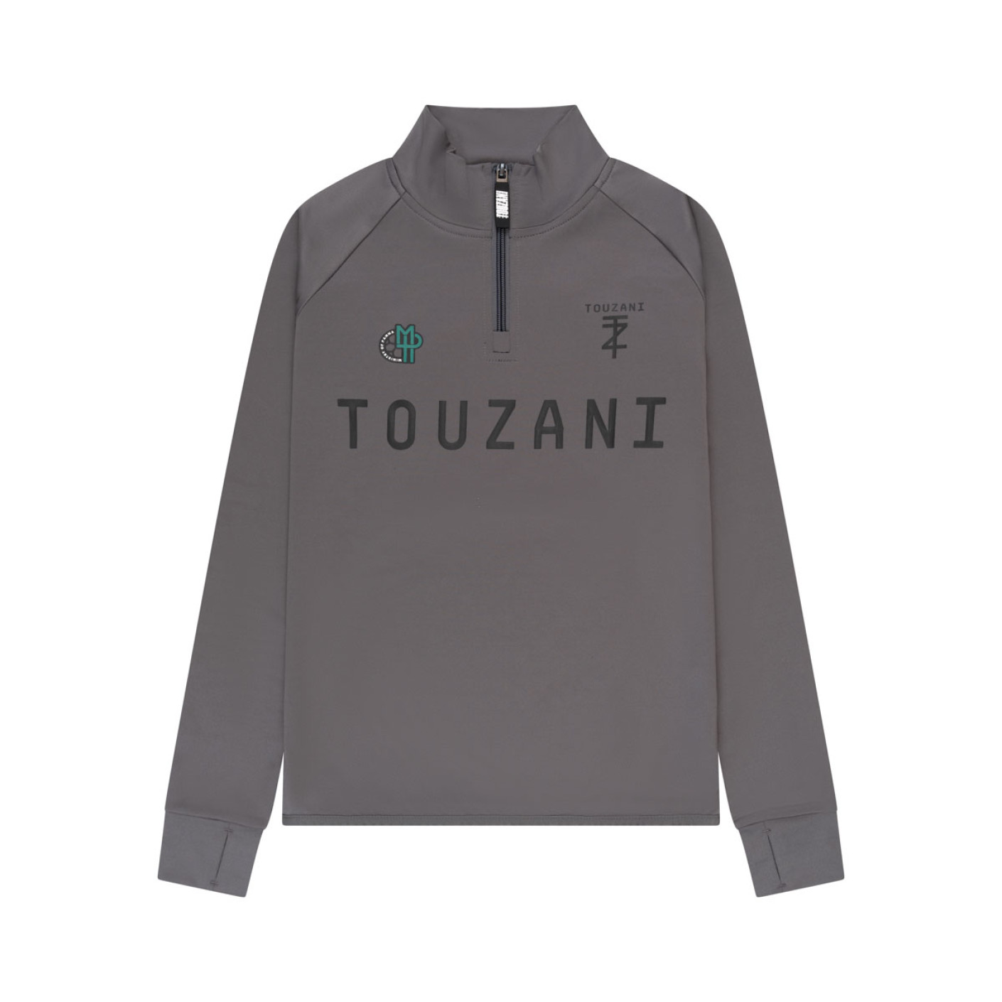 Touzani Platinum Bekko Trainingspak 1/4-Zip Kids Donkergrijs Zwart Groen