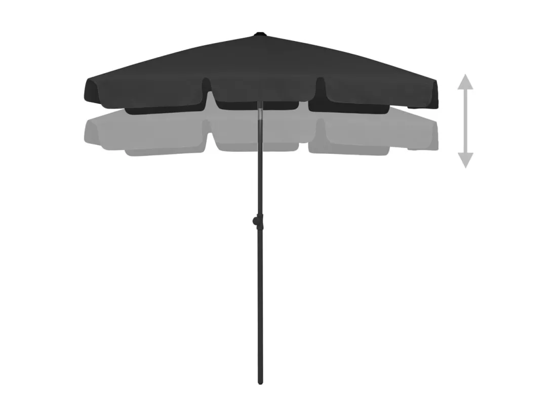 Parasol de plage noir 180x120 cm