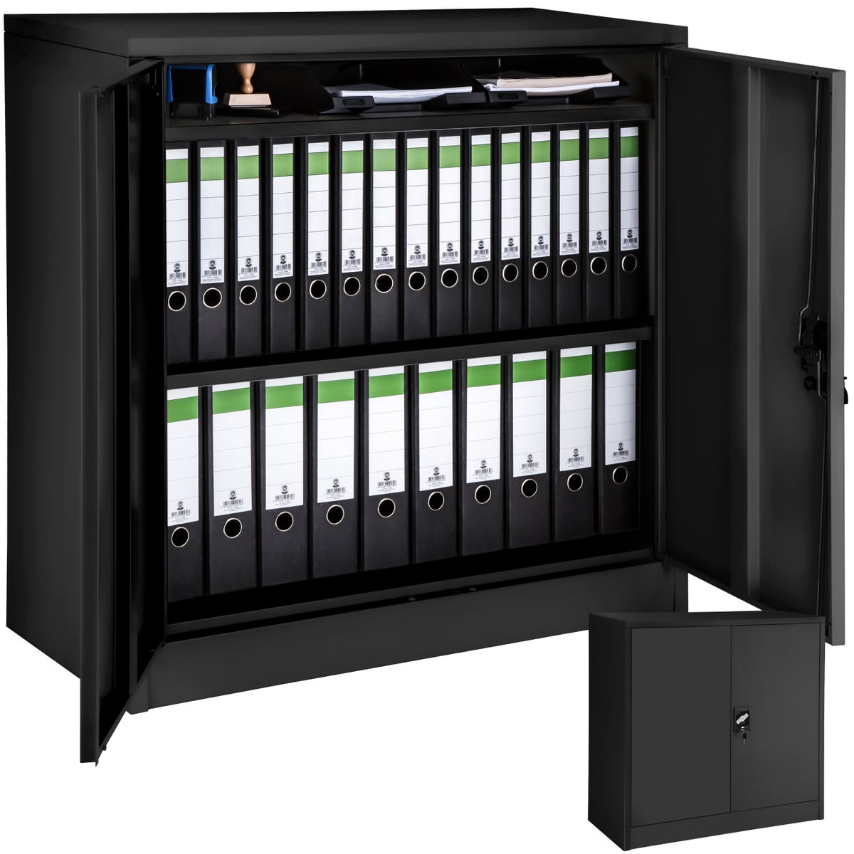 tectake archiefkast van gepoedercoat staal, 90 x 40 x 90 cm