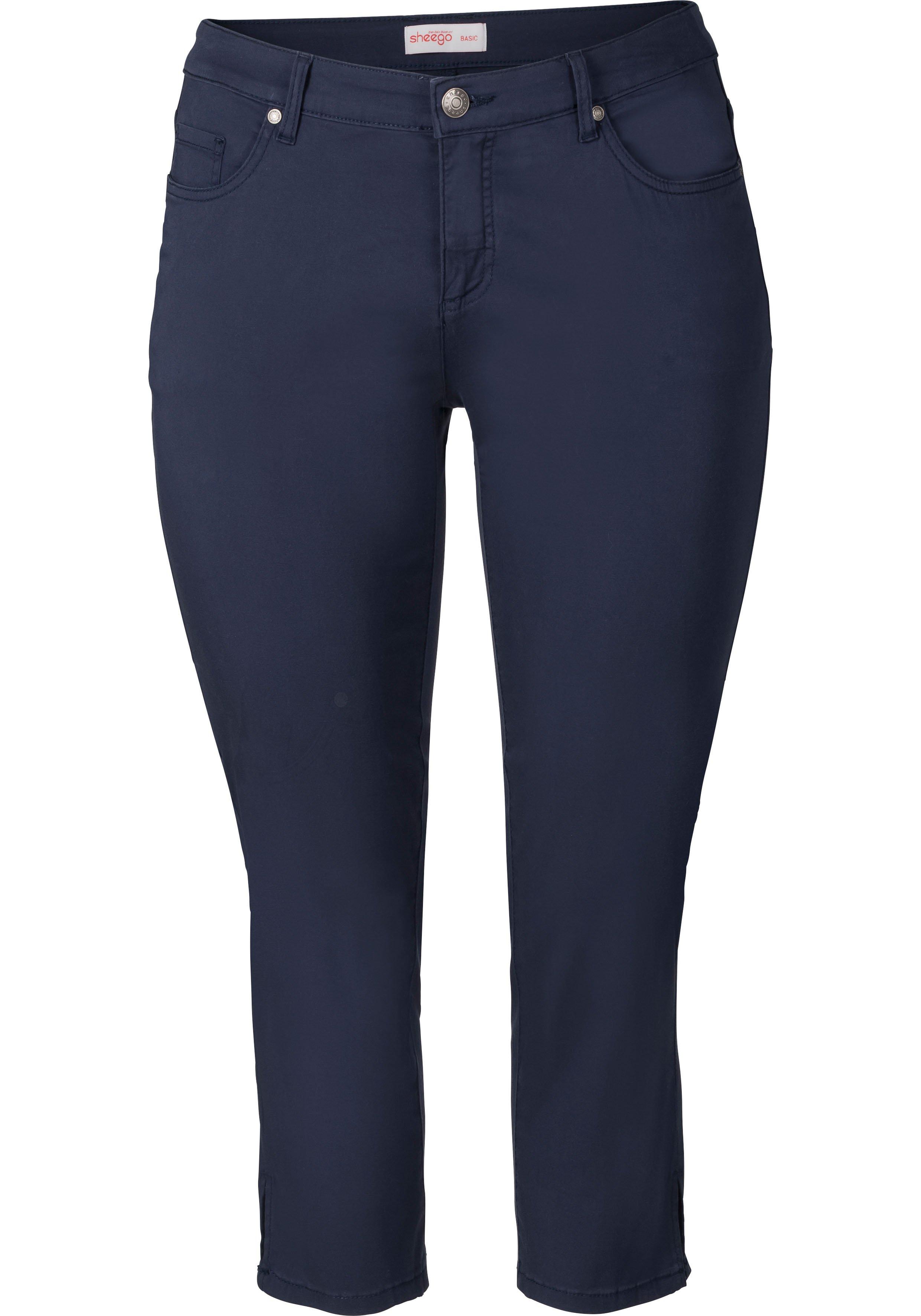 Schmale 7/8-Hose aus elastischem Baumwoll-Twill
