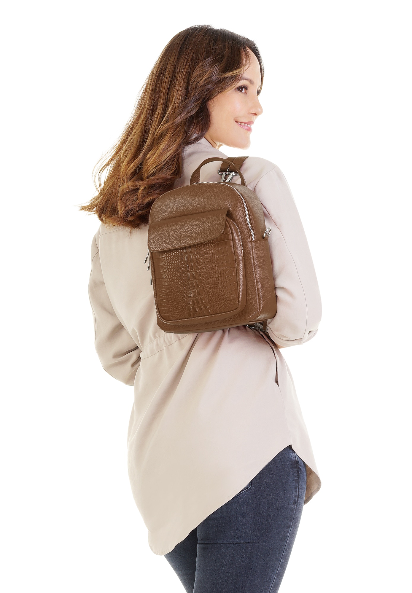 Cluty Cityrucksack echt Leder, Made in Italy