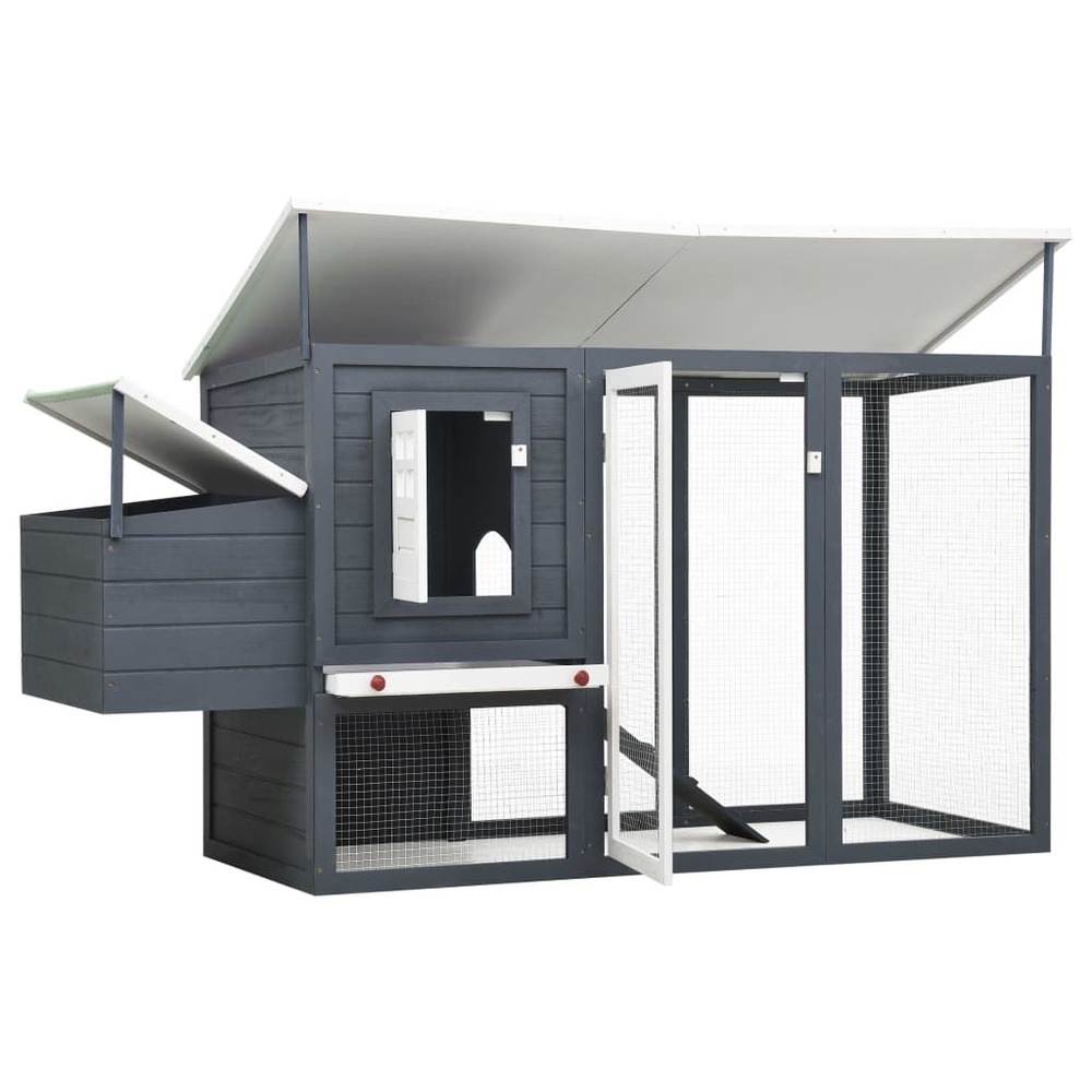 Poulailler d'extérieur avec 1 nichoir 202 x 75 x 98 cm bois gris