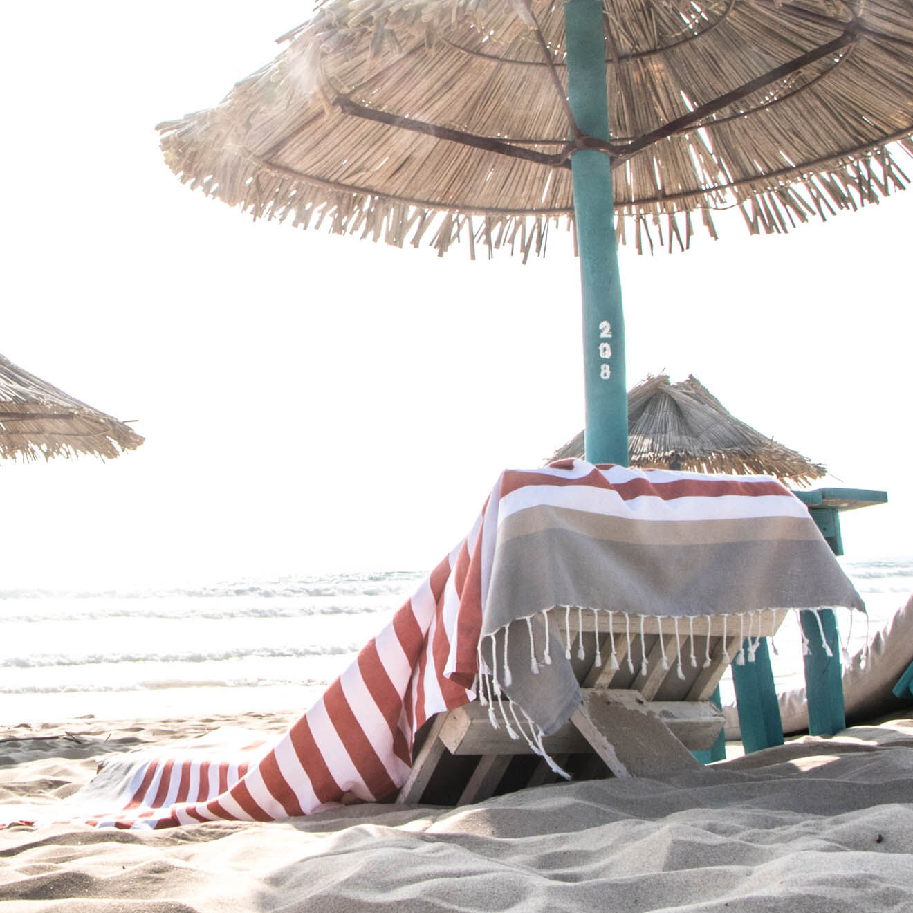 Febronie Fouta Arcachon terracotta/blanc/taupe clair/gris perle - 100x200 cm
