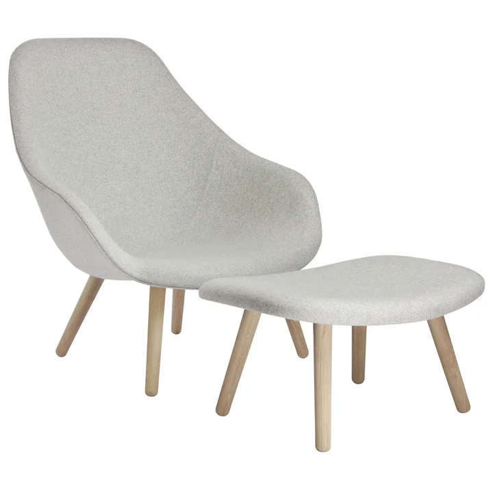 HAY - About A Lounge Chair, High / AAL 92, Remix hellgrau mit Sitzkissen (123)