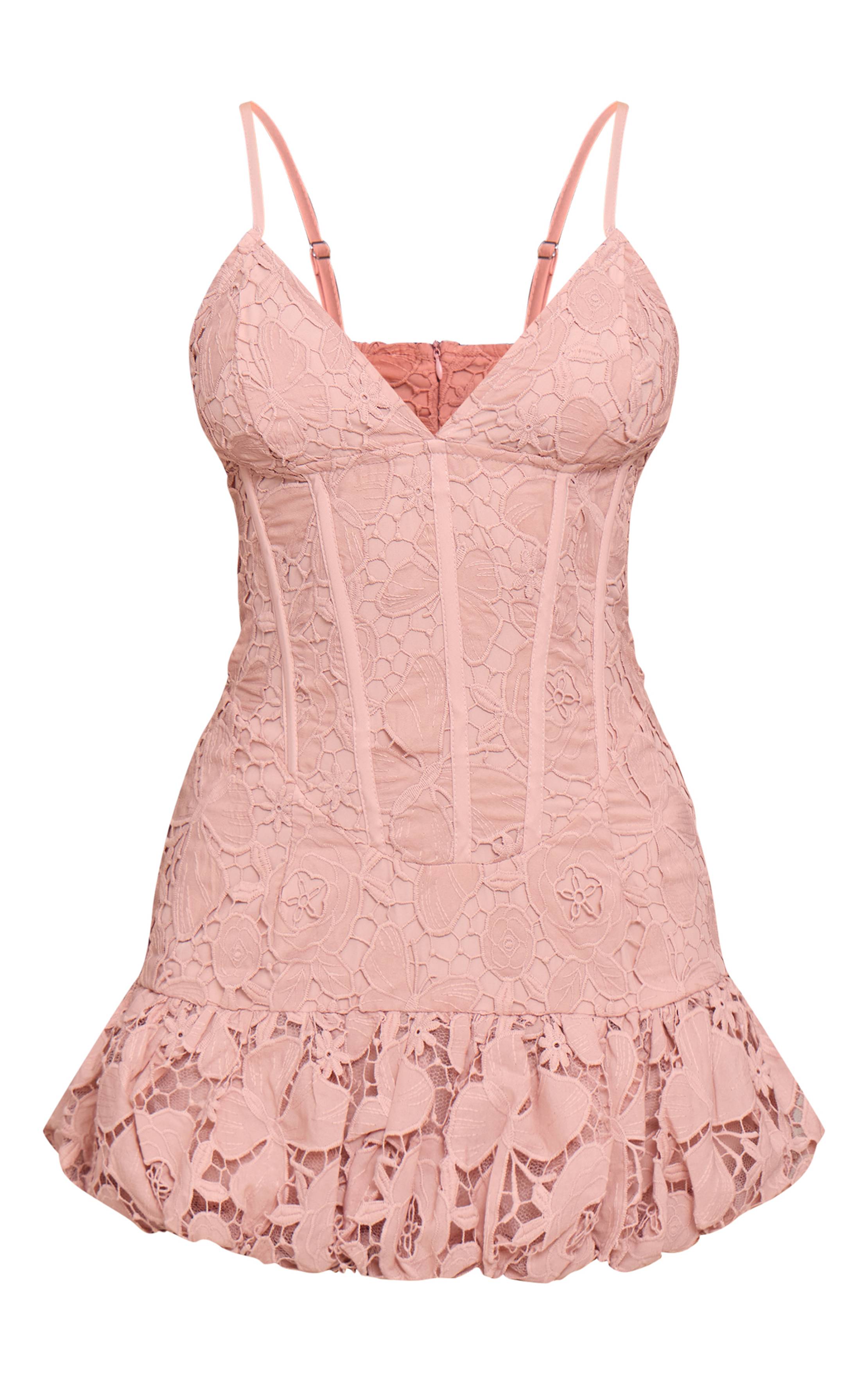 Rose Robe À Détail Coupe Florale Et Ourlet Bouffant Extrême