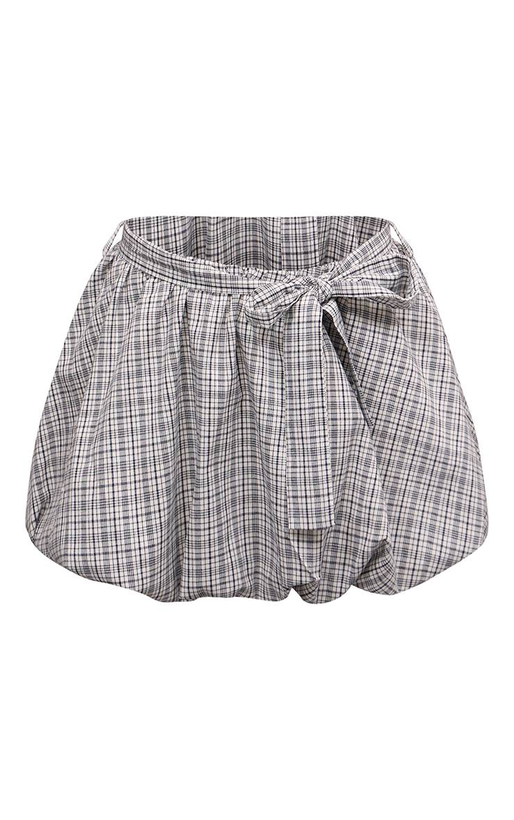 Noir Ensemble Coordonné Jupe Bouffante À Carreaux Avec Taille Nouée