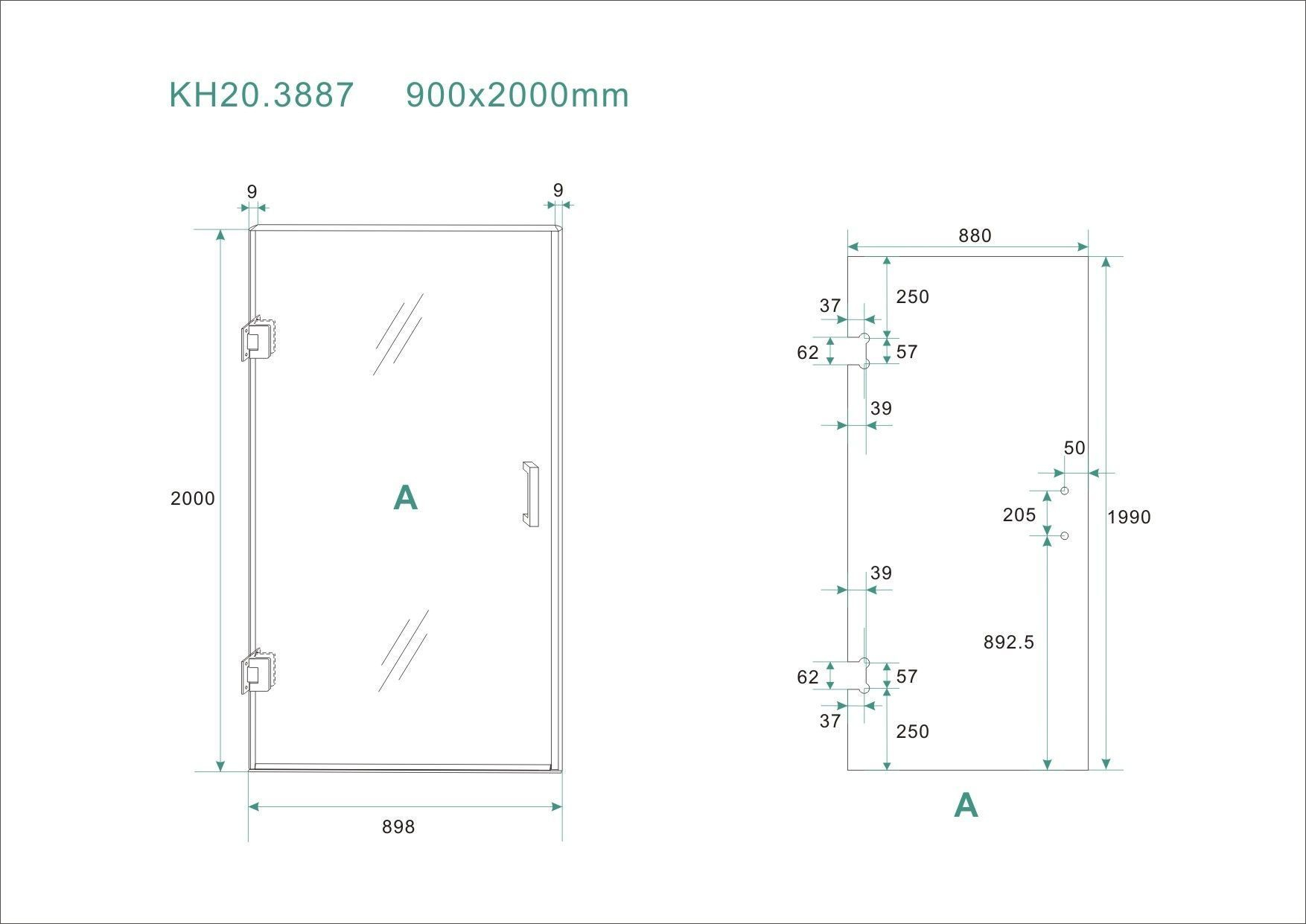 SCHADEMODEL: Mueller Clean profielloze douchedeur 90x200cm Anti-kalk