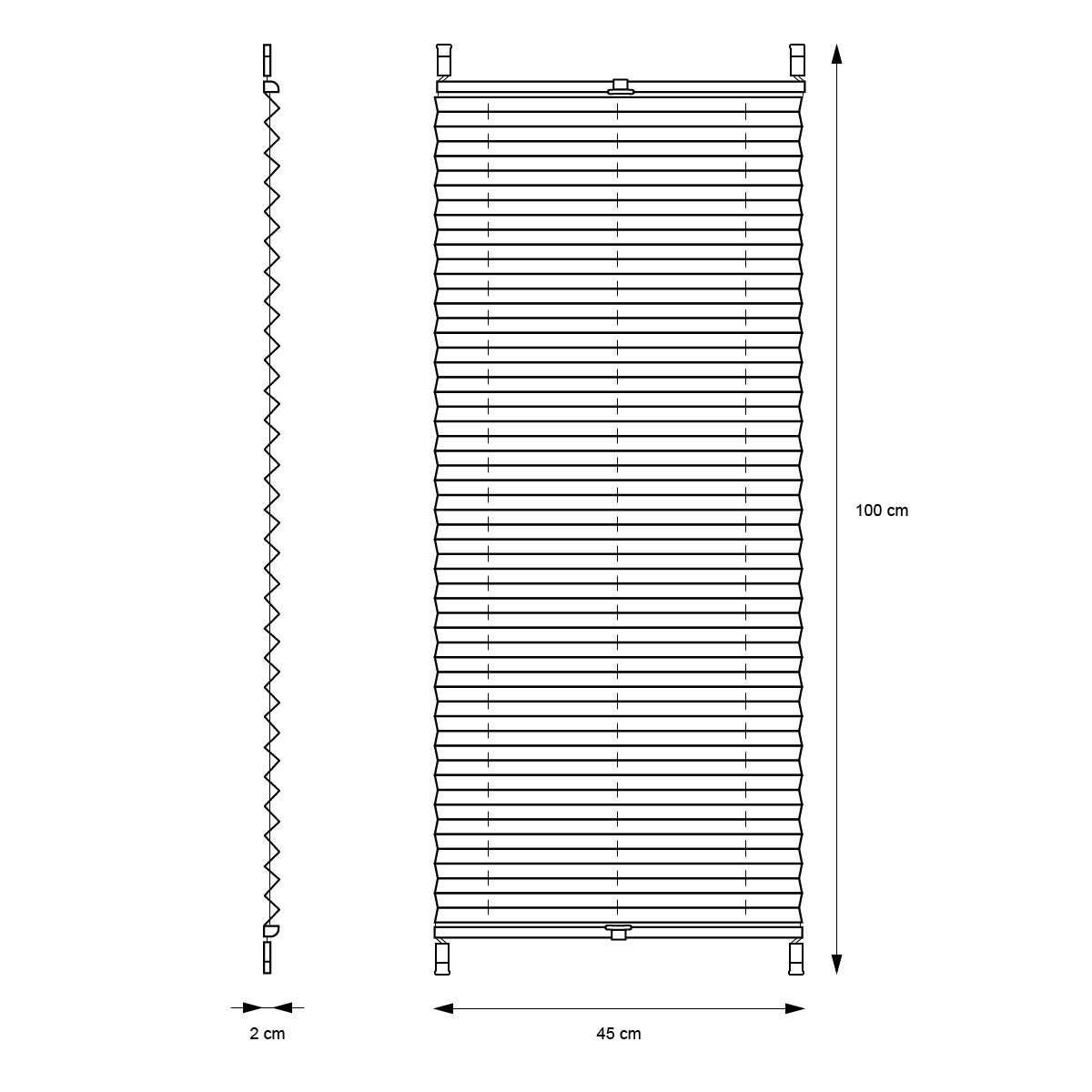 ECD Germany Plisségordijn 45 x 100 cm - Wit - Klembevestiging - EasyFix - Geen boren nodig - Zon- en privacybescherming - Voor ramen en deuren - Inclusief bevestigingsmateriaal - Jaloezie, Plisségordijn, Raamgordijn, Rolgordijn