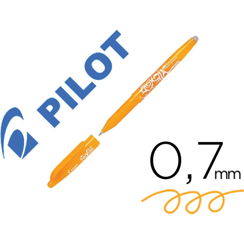Roller pilot frixion ball clicker retractable ecriture moyenne pointe 0,7mm encre gel rechargeable col. orange abricot