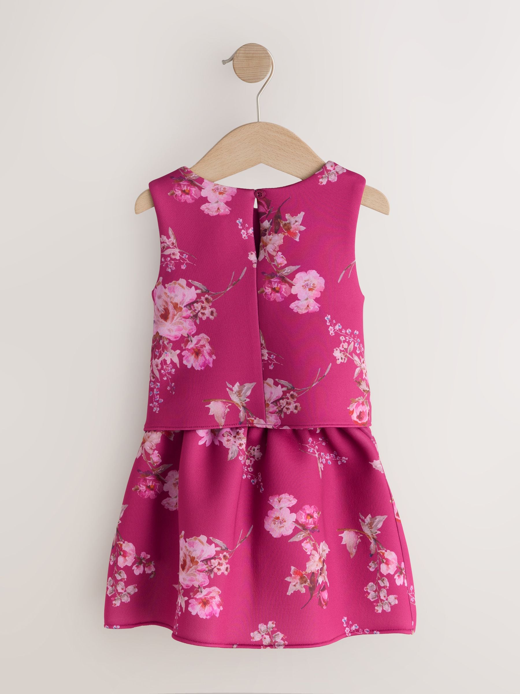 Rood bloemmotief - Set van scuba top en rok (3mnd -7jr)