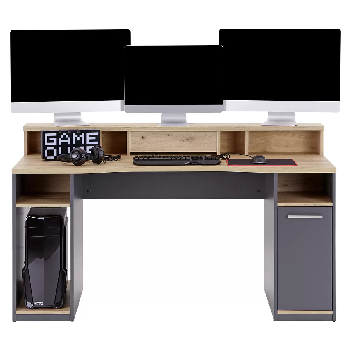 Gaming Tisch Speed braun,anthrazit,Eiche