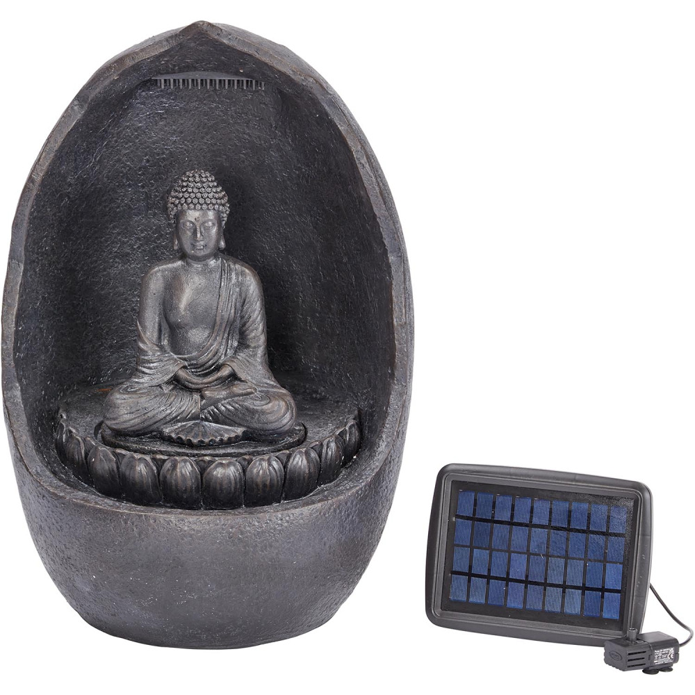 Fontaine solaire en résine buddha