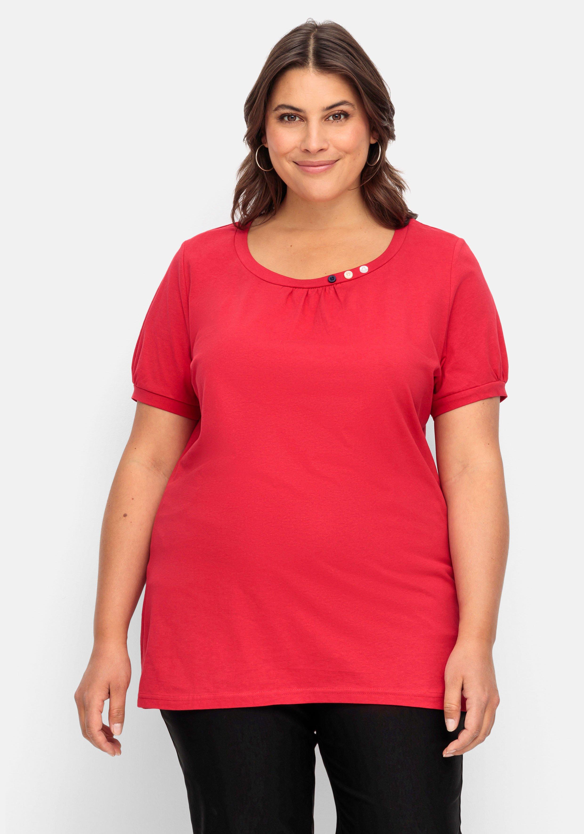 Longshirt mit Zierknöpfen am Ausschnitt