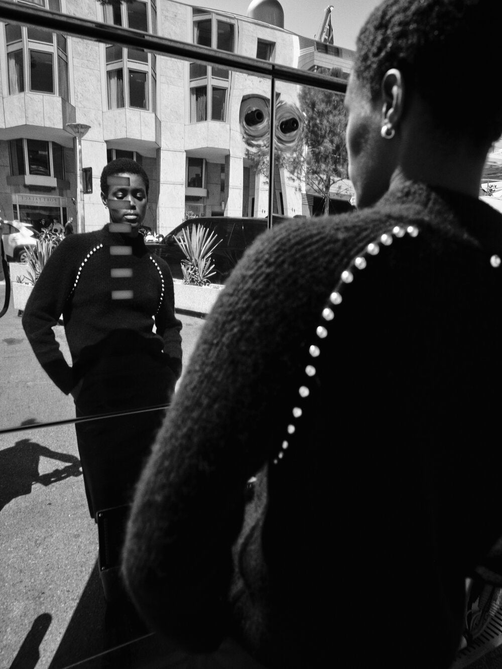 Mos Mosh  Zora Bead turtleneck striktrøje - sort