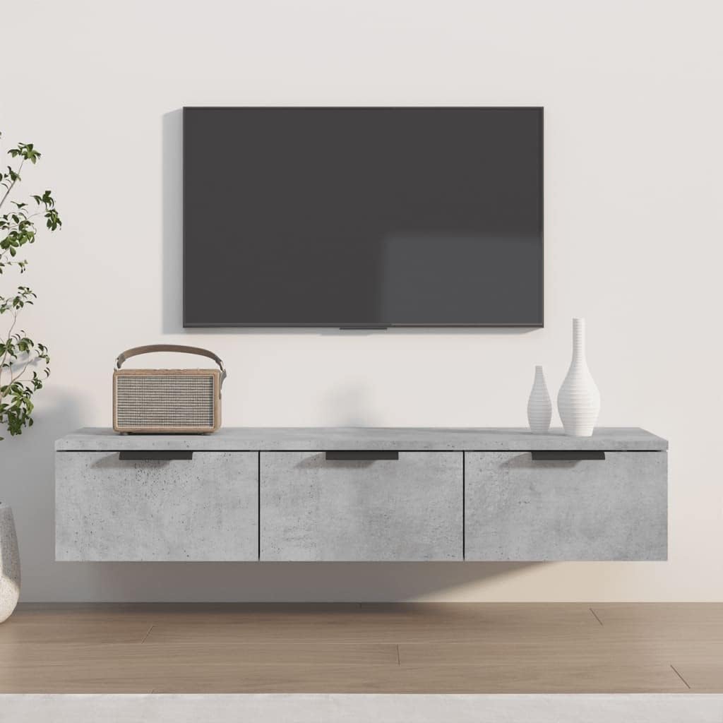 vidaXL Wandschrank TV Schrank Hängeschrank Fernsehschrank Lowboard Fernsehtisch HiFi TV Möbel Wohnzimmer Betongrau 102x30x20cm Holzwerkstoff